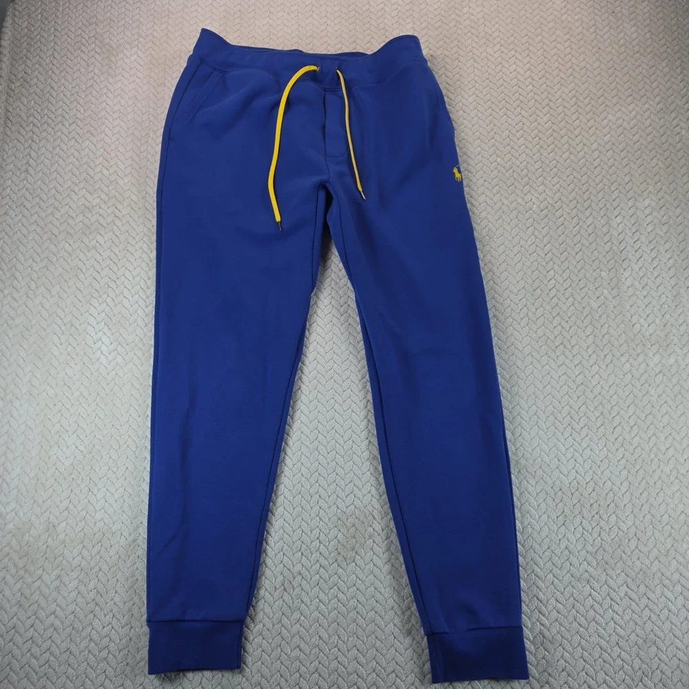 Polo Ralph Lauren Performance Mens Joggers Blue Yellow Drawstring Pony Logo M